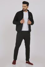 Men Black Solid Track Suit