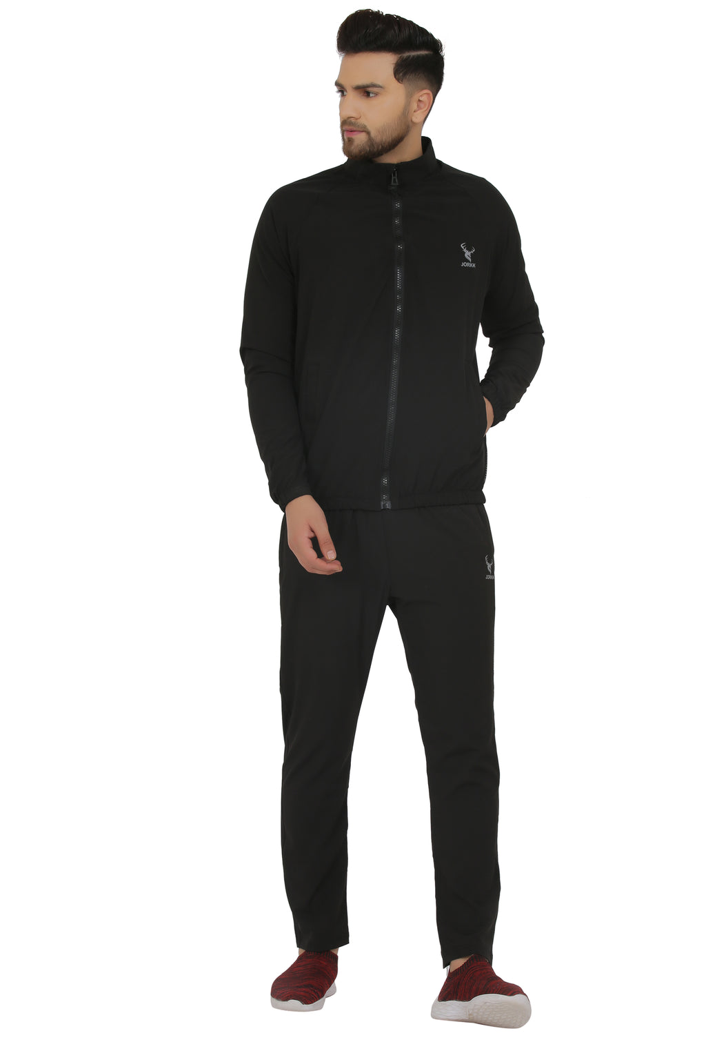 Men Black Solid Track Suit