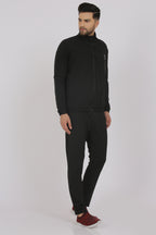 Men Black Solid Track Suit