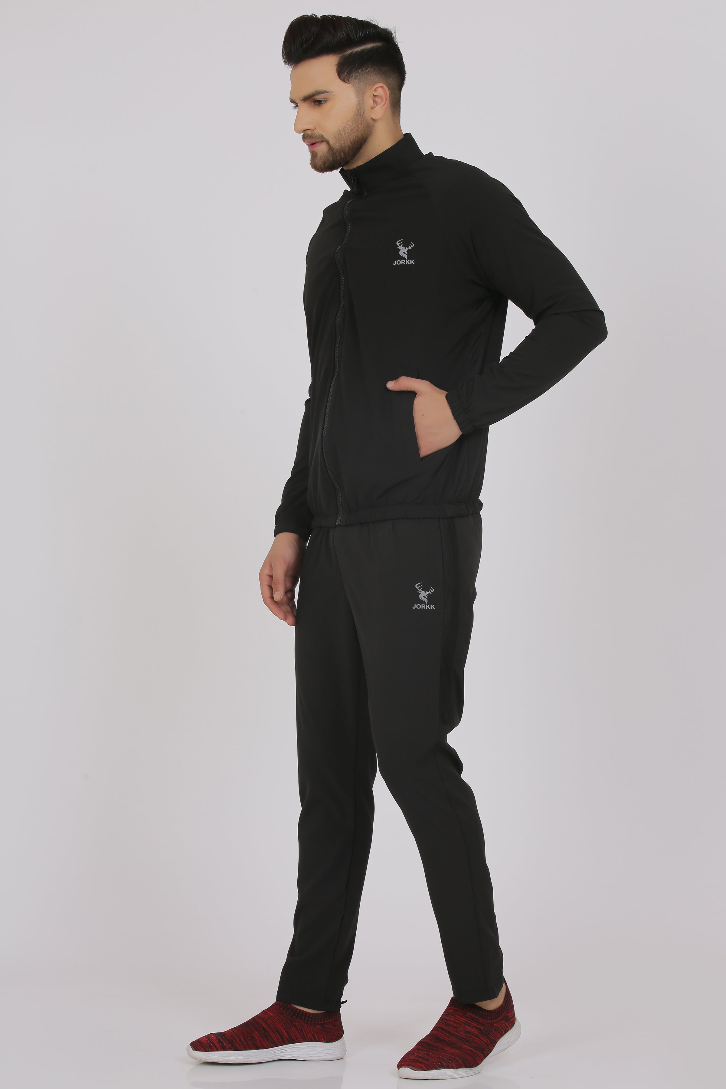 Men Black Solid Track Suit