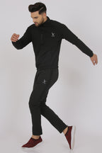 Men Black Solid Track Suit