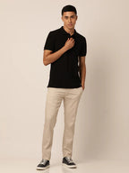 MEN POLO NECK BLACK T-SHIRT