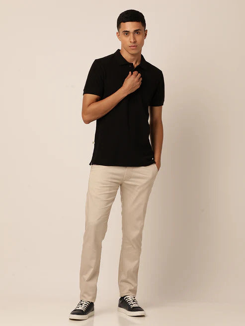 MEN POLO NECK BLACK T-SHIRT