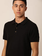 MEN POLO NECK BLACK T-SHIRT