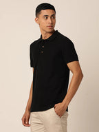 MEN POLO NECK BLACK T-SHIRT