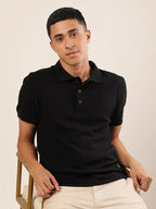 MEN POLO NECK BLACK T-SHIRT